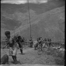 Group Passing Through Gate on Mountainside