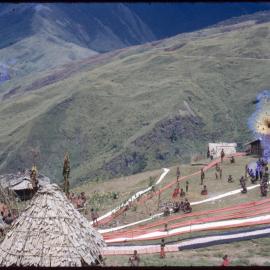Lengths of Cloth Running Through Mountainside Village