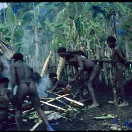 Group Cooking a Pig