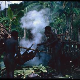 Group Cooking a Pig