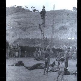 Men Climbing Food Pole