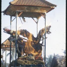 Lembu Burning at Ngaben