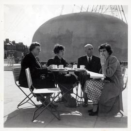 Group at Outdoor Café, Margaret McArthur Sitting Far Right