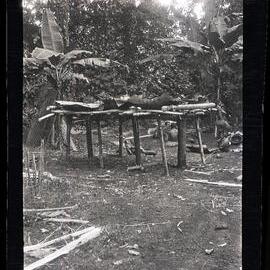[Manum Island, New Guinea] The Platform on Which Some of the Plates of Food are Laid