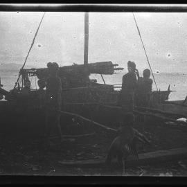 [Manum Island, New Guinea] Preparing to Haul the Canoe, Still Only Lightly Ladened, Down to the Water