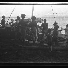 [Manum Island, New Guinea] The Canoe has just been Hauled down to the Sea, where it is now to be Ladened up with the Heavy Goods