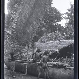 [Manum Island, New Guinea] The "Dress Rehearsal”. Hoisting the Sail