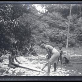 [Manum Island, New Guinea] Tsedam, Arornabia and Ararua at Yabururu's Place Preparing the Perapera Baba for Yabu’s Canoe
