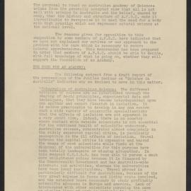 Correspondence and Papers re the Establishment of the Australian Academy of Science