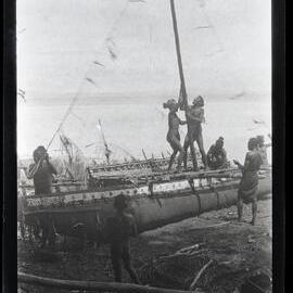 [Manum Island, New Guinea] Mamboti’s Canoe. ? Dancing with the Mast