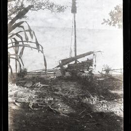 [Manum Island, New Guinea] The New Waia Canoe Beached Below CHW's [Wedgwood] House at Dabwa