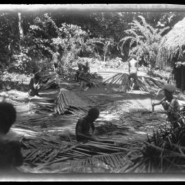 [Manum Island, New Guinea] Plaiting Coconut Leaves for Rethatching Abaraŋug’s House
