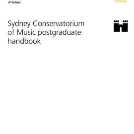 Sydney Conservatorium of Music Postgraduate Handbook 2010