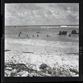 [Narau] Children Playing on the Reef at Anibari by with Toy Canoes