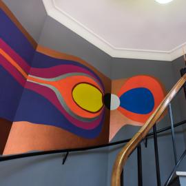 Stairwell Leading to University Art Gallery Featuring Mural by Mikala Dwyer