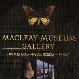 Stairs and Sign on Door to Macleay Museum Gallery