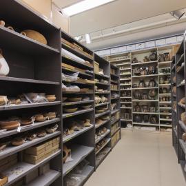 Pots on Shelves in the Nicholson Museum Store