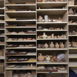 Pots on Shelves in the Nicholson Museum Store