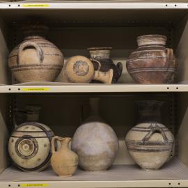 Pots on Shelves in the Nicholson Museum Store