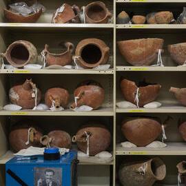 Pots on Shelves in the Nicholson Museum Store
