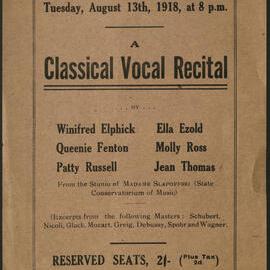 Classical Vocal Recital from the Studio of Madame Slapoffski