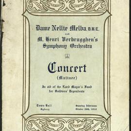 Dame Nellie Melba OBE and M Henri Verbrugghen's Symphony Orchestra Concert