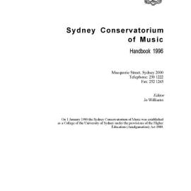 Sydney Conservatorium of Music Handbook 1996