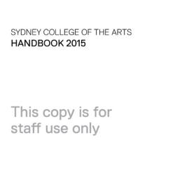Sydney College of the Arts Handbook 2015 - Staff Use Only