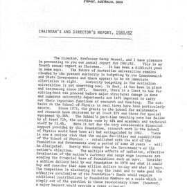 Science Foundation for Physics Annual Report 1981/1982