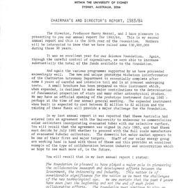 Science Foundation for Physics Annual Report 1983/1984