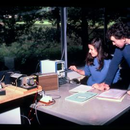 Third Year Physics Students using a Pulse Analyser