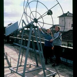 Third Year Physics Students using a Radio telescope