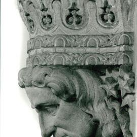 Carved Portrait Head of Sir Isaac Newton in the Professorial Board Room
