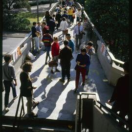 Students Crossing the Keith Murray Footbridge