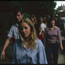 Students Walking on Western Avenue Near the Bosch Buildings