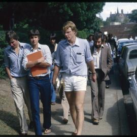 Students Walking on Western Avenue Near the Bosch Buildings