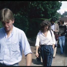 Students Walking on Western Avenue Near the Bosch Buildings