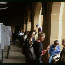 Students in Cloisters with Examination Results