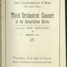 Third Orchestral Concert of the Subscription Series Session 1919