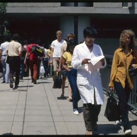Students on Keith Murray Footbridge
