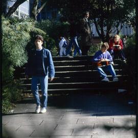 Students Relaxing on Stairs