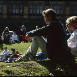 Students Relaxing on Grass
