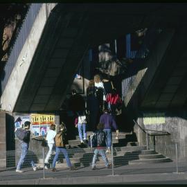 Students at the Parramatta Road Footbridge