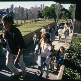 Students Walking up to Maze Crescent Footbridge