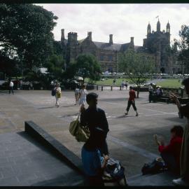 Students Between Lectures at Fisher Library