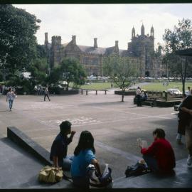 Students Between Lectures at Fisher Library