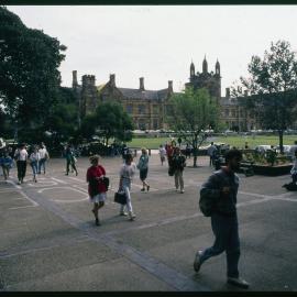 Students Between Lectures at Fisher Library