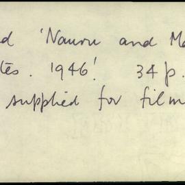 Notes on Nauru and Manam Island