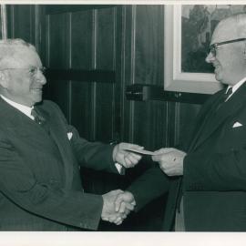 Presentation of Cheque by Mr Adolph Basser