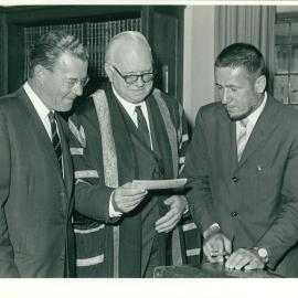 Presentation of Cheque by the US Consul-General, Mr Laurence C Vass to Assist in the Construction of Mills Cross Radio Telescope